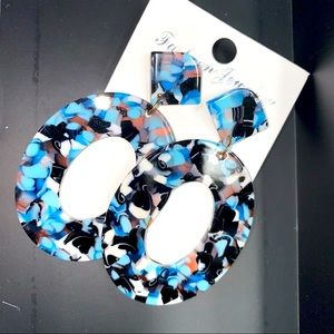 Blue Marble Acrylic Earrings